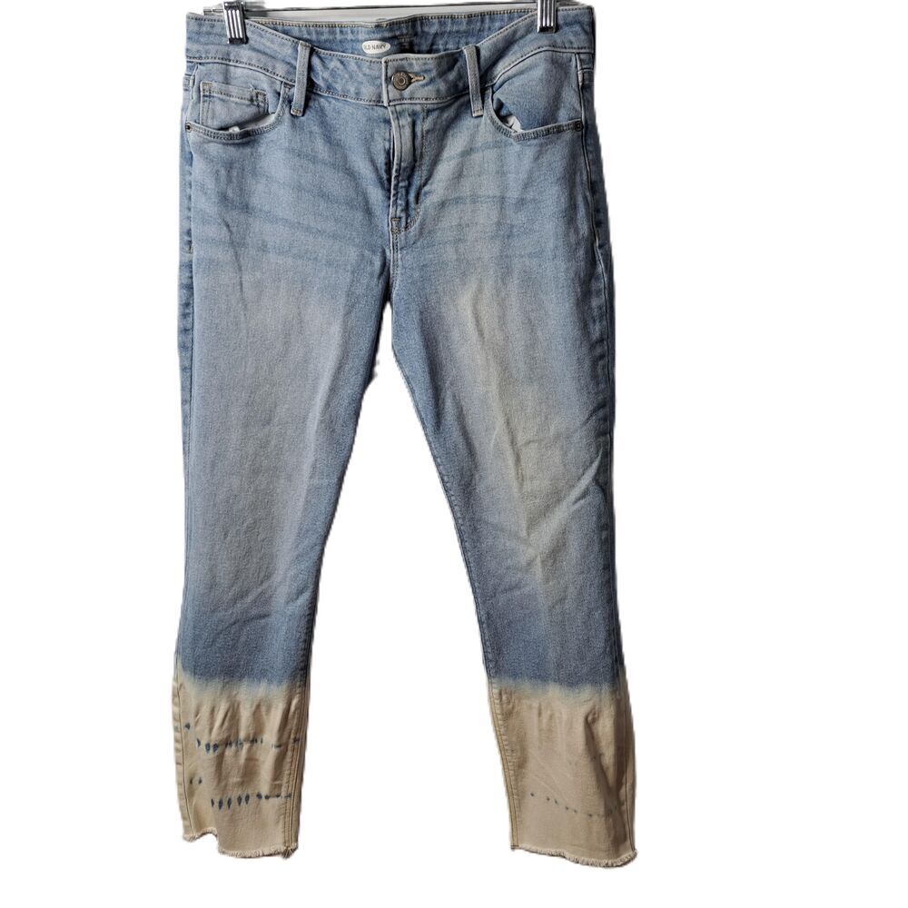 Old Navy Rockstar Super Skinny Ankle Midrise Colorblock Denim Blue Jeans 10
